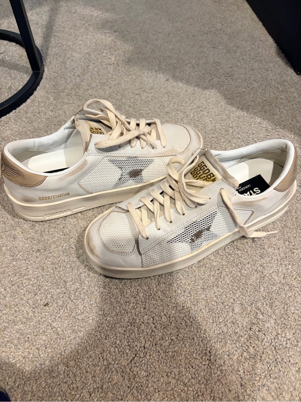 Golden Goose Cream and Beige Stardan women’s Mesh Low-Top Sneakers sz 40